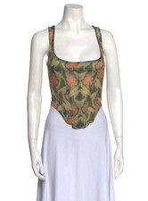MIAOU floral print mesh corset top - S