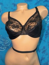 Vintage Backless By Smoothies Black Lace Low Back Wrap Around Waist UW Bra 36D