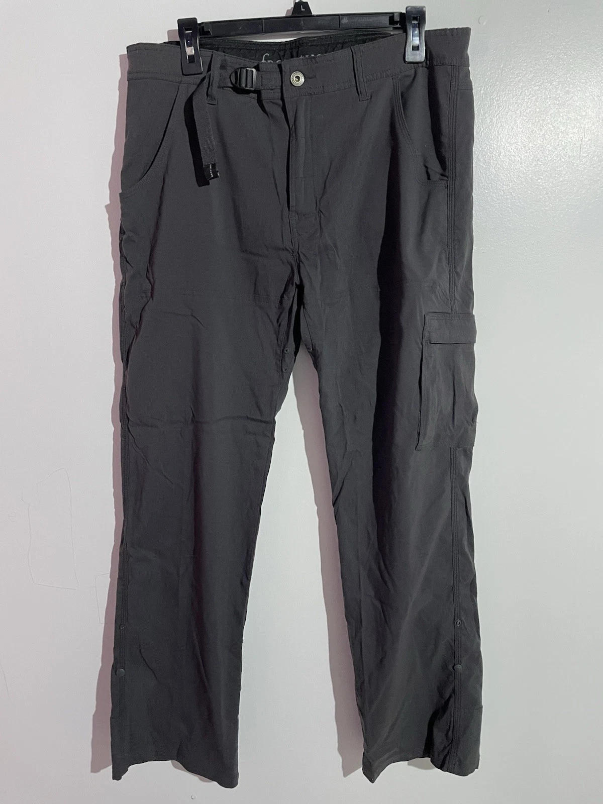 Prana Pants Mens Large Gray Zion Hiking Belted Outdoor Fishing Performance Cargo