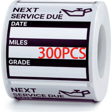 300PCS Oil Change Reminder Stickers 2x2 Vinyl Service Due Labels Easy Write