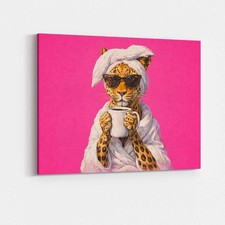 Coffee Cat Lover Canvas Wall Art Cute Kitchen Decor Funny Hanging Girl Gift Idea