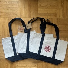 Trader Joe s Canvas Reusable Essential Bag Tote Large Navy Blue Set Of 3 New