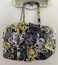 Vera Bradley Large Baroque Pattern Yellow Black Weekender Duffle Yoga Gym Bag