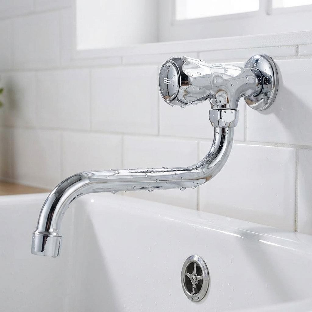 S-type Spout Kitchen Wall Mounted Cold Water Tap Single Lever Chrome-plated