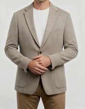 Michael Kors Men's Beige Knit Stretch Blazer Suit Jacket Size 42L