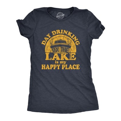 Womens Day Drinking On The Lake Is My Happy Place T Shirt Funny Summer Boating