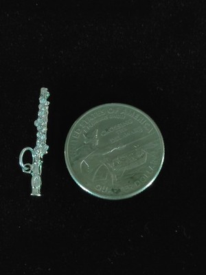 Vintage 925 Sterling Silber Flöte Charm / Anhänger - Musikinstrument