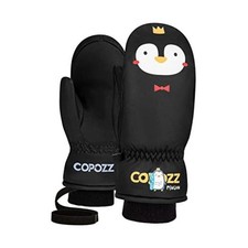 COPOZZ Guantes de esqu&iacute; para ni&ntilde;os, 3M Thinsulate con XXS Ping&uuml;ino negro
