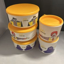 McDonald’s Set Of 5 Vintage Bowls and Cups With Lids by Whirley EC Unused 1983 