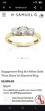✨ 9ct Yellow Gold Three‑Stone 1ct Diamond Engagement Ring – H. Samuel