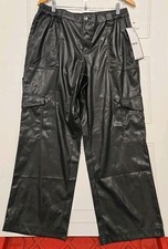 Almost Famous Size XL L Black Faux Leather Cargo Pants NWT
