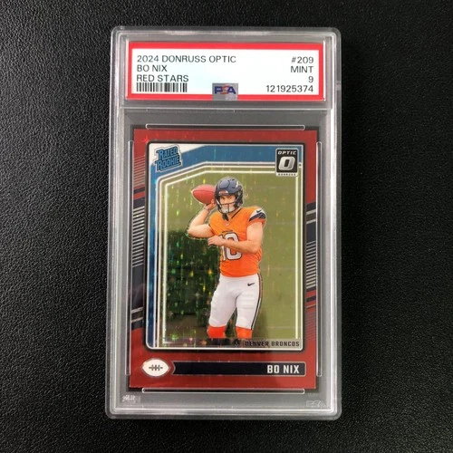 2024 Panini Donruss Optic #209 Bo Nix RC Red Stars Rated Rookie Broncos PSA 9