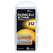 Duracell DA312B8 Hearing Aid Batteries Size 312, Zinc Air, Mercury-Free, Easy