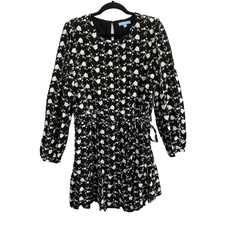 NWT DRAPER JAMES Women Embroidered Short Fit Flare Dress Sz 10 Black 57-10