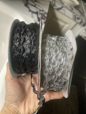 Vintage Silver and Metallic Black rick rack two spools trim sewing