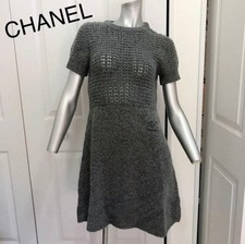 CHANEL Knit Dress One Gray