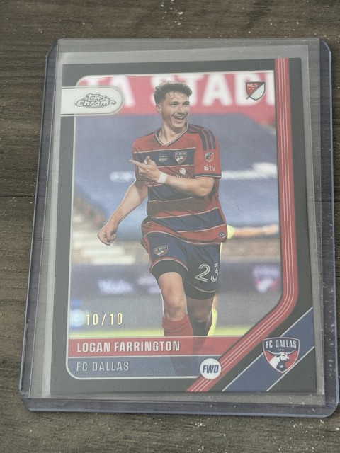 2026 Topps Chrome MLS Logan Farrington Black Refractor 10/10 FC Dallas