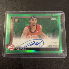 Topps 2025-26 Chrome Rookie Autograph Asa Newell #TCAR-AN Hawks Green /99