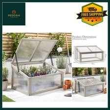 Garden Raised Cold Frame Greenhouse Grey Wood 70x46.2x39.5cm UV Panels