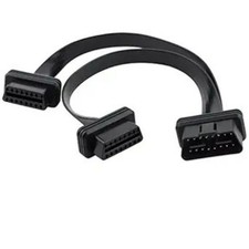 Ultra Low Profile Straight 16 Pin OBD2 OBDII Splitter Extension Cable Male to Du