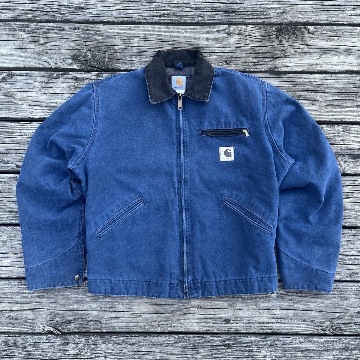 USA製Carhartt Detroit Jacket Blue vintage carhartt j65 blu sandstone detroit jacket in blue