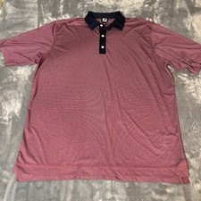 FootJoy Mens 2XL Golf Polo Shirt Red Blue Geo Print Short Sleeve Performance