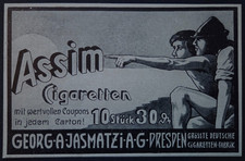 2. Assim Cigaretten Jasmatzi AG Dresden Werbeanzeige Werbung Reklame 1904