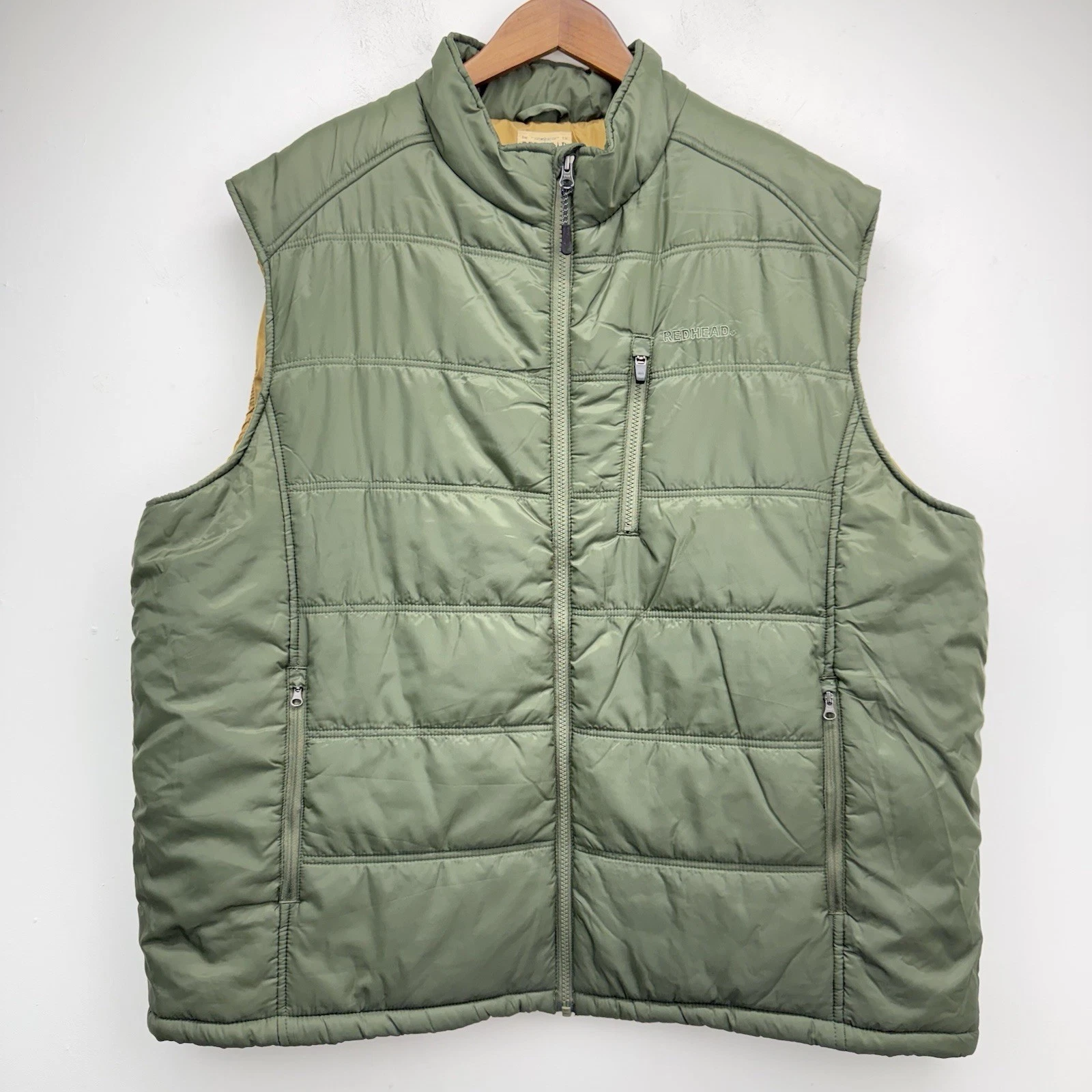 RedHead size 3XL Men’s Green Outdoor Camping Hunting Work Full Zip Puffer Vest