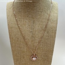 925 Rose Gold Vermeil CZ Heart Pendant Necklace 5.4g