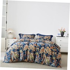 Colorful Botanical Duvet Cover 100 Egyptian Cotton 3 Pcs Set 1 King Aquatic