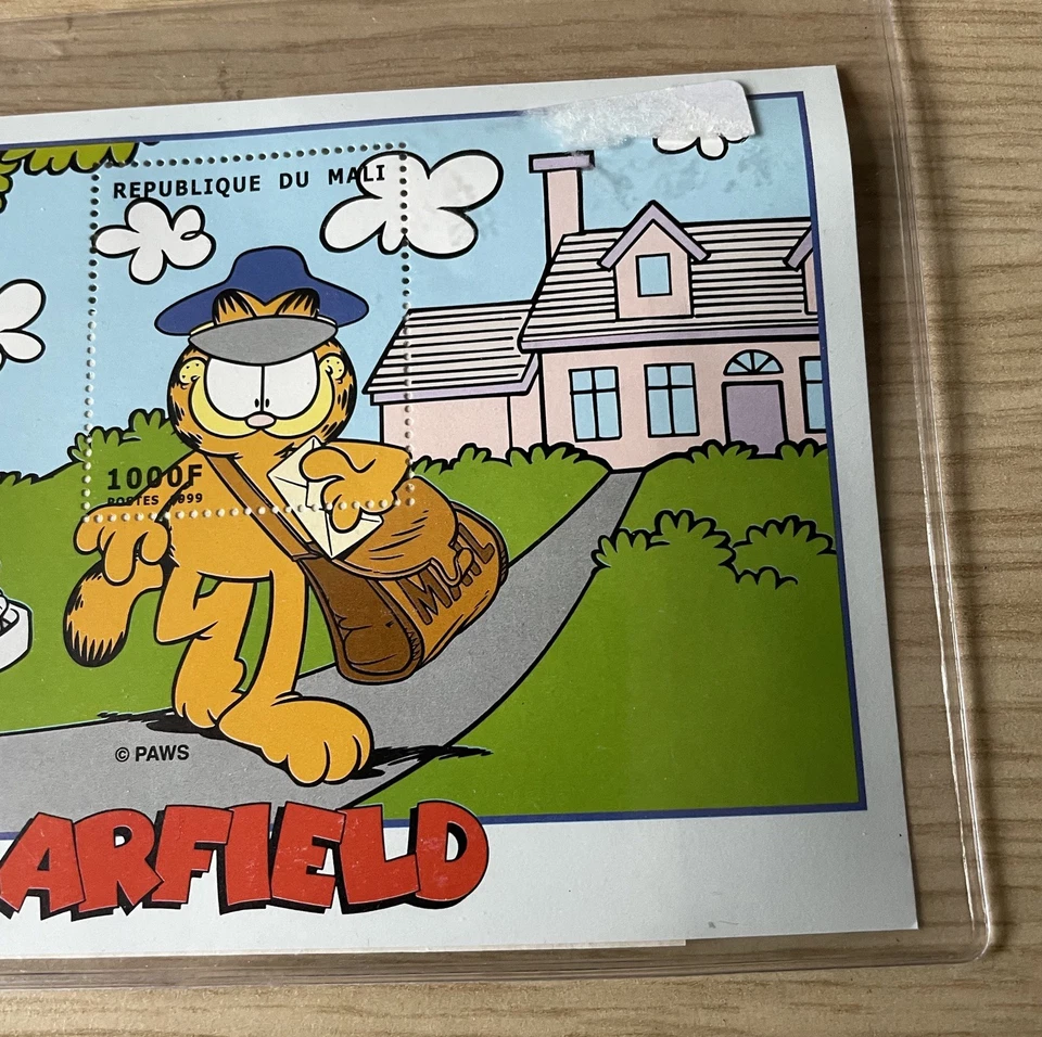 Hoja de estampillas de Malí Garfield 1999 - certificado de autenticidad MNH. Foto 4 de 4