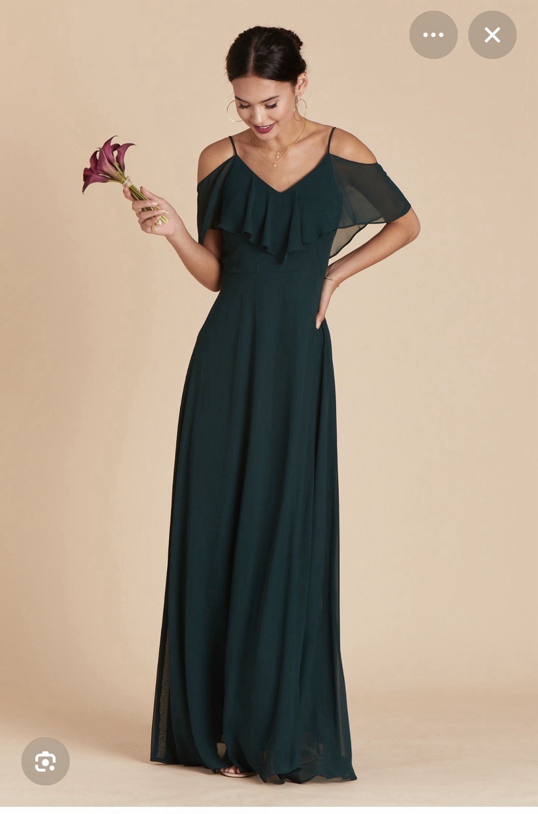 Birdy grey style Jane Dark Green Chiffon Maxi Dress V-Neck
