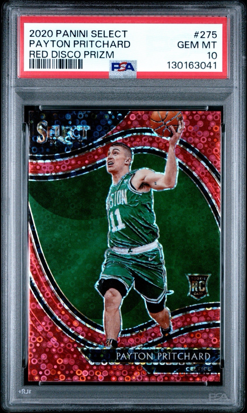 Payton Pritchard 2020-21 Select Courtside Red Disco RC /49 Celtics #275 PSA 10