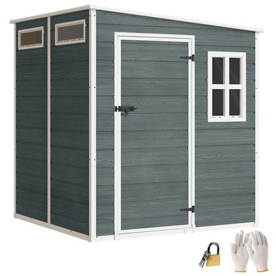 Gerätehaus 2,89 m² Geräteschuppen mit Holzoptik 3 Fenster 182 x 182 x 196 cm
