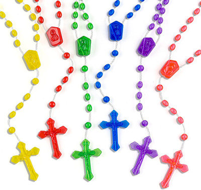 120 Pcs Plastic Rosary, 17 Inch Bulk Rosaries Prayer Plastic Rosary Beads Assort