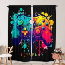Video Game Curtains for Kids Boys Girls Gamer Themed Teen Gaming Room Playroo...