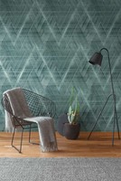 Rauten Tapete Mit Melierter Textiloptik – Metallic, GrüN