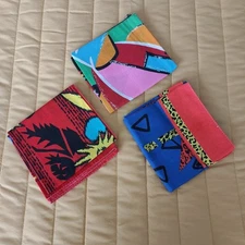 3 Vintage Bandana Floral Rockabilly Aztec Funky Hankie Western Cowboy USA 90s