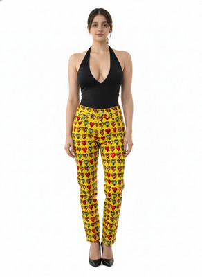 1997 Versace Jeans Couture Yellow Multi-Color Heart Print Denim - W28