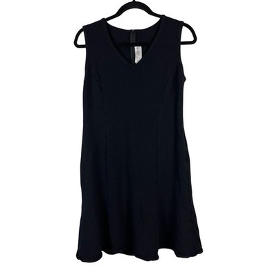 St. John Collection Black Knit V-Neck Sleeveless Fit & Flare Dress Size 8