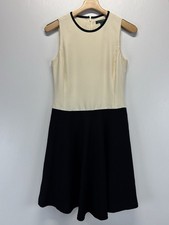 Lauren Ralph Lauren Colorblock Dress Sz 4 Cream Black Fit N Flare Classic 