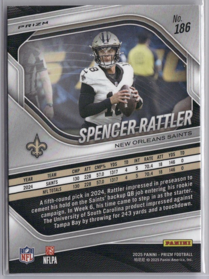 Spencer Rattler 2025 Panini Prizm Silver #186 New Orleans Saints | eBay