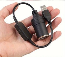 USB To 12V Car Cigarette Lighter Female Socket Converter Adapter Cable Connector