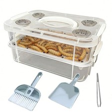 Mealworm Breeding Kit Transparent Fine Mesh Corn Worm Feeding Bins