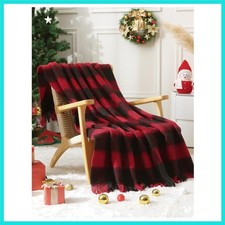 Christmas Red Plaid Blanket for Couch,Super Soft Cozy Decorative Throw Blanke...
