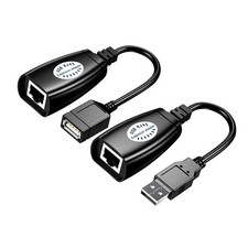 USB Male Female To RJ45 Adapter Set LAN Extension Over Cat5 Cat5e Cat6 Cable