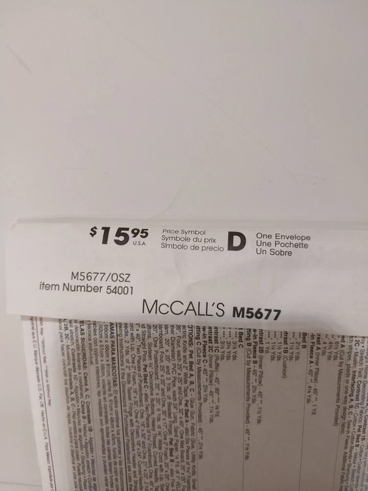 McCalls 5677 Pet Beds Sewing Pattern Designer Hilary Duff Canopy Lounge - Image 3 of 4