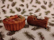 MINI SALT AND PEPPER SHAKERS - CHRISTMAS BAKED GOODS - FRUIT CAKE & YULE LOG