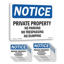 Private Property No Parking No Trespassing OSHA Notice Sign, Decal 5 or 10 Pack