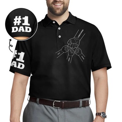 Kids Holding Hands Best Papa Ever Custom Gift Father Grandpa Personalized Polo